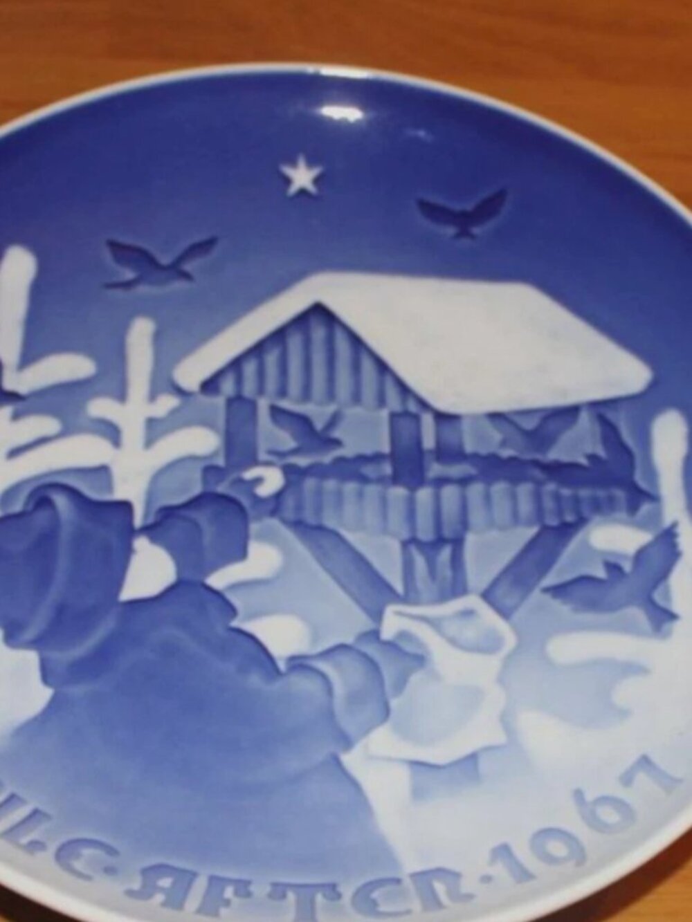 Vintage 1967 Bing Grøndahl B&G Christmas Collector Plate Fuglenes Jul Denmark